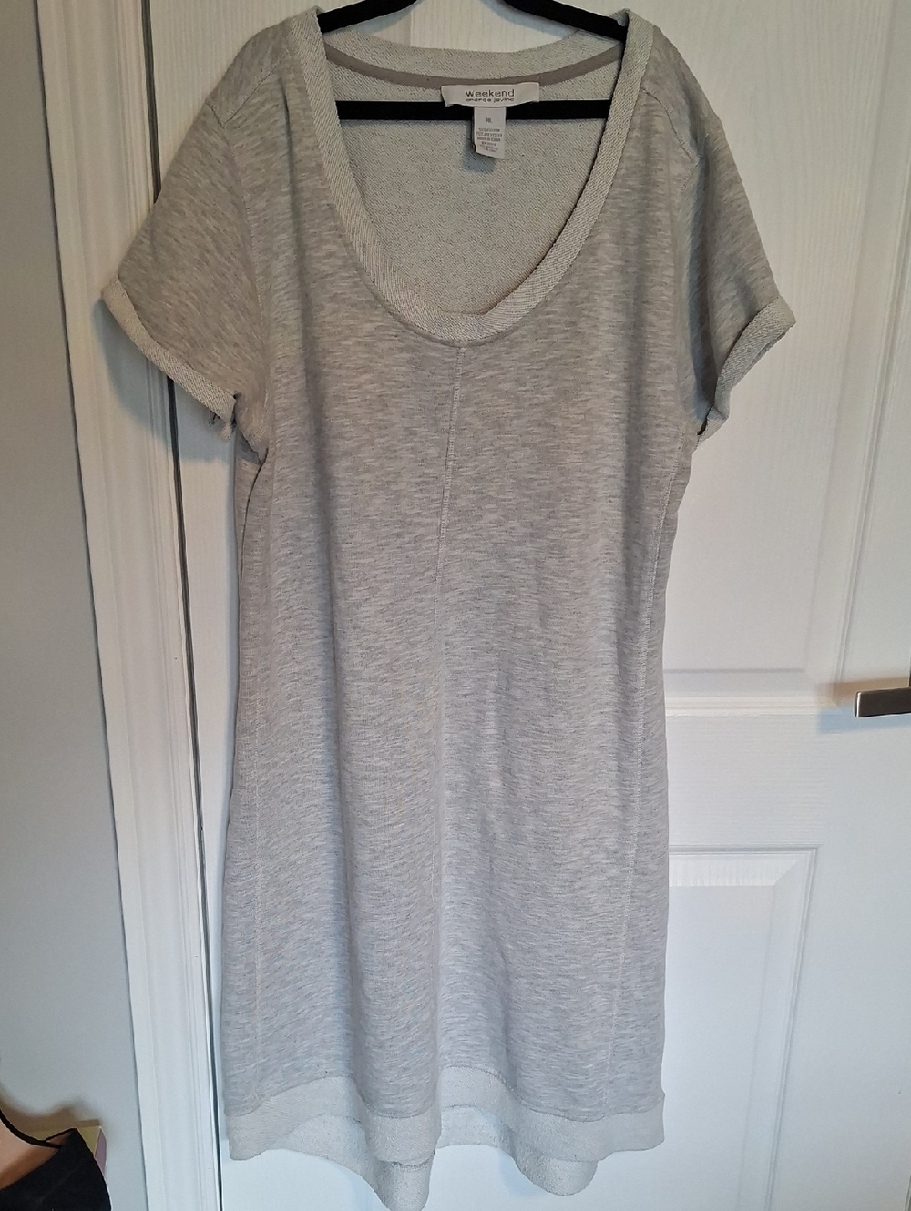Weekend Andrea Jovine Light Gray Short‎ Sleeve Sweatshirt Tunic Dress